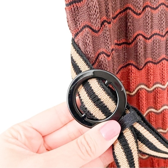 NANETTE LEPORE Striped 100% Cotton Knit Ruffled Belted Mini Dress Size M - Picture 4 of 6